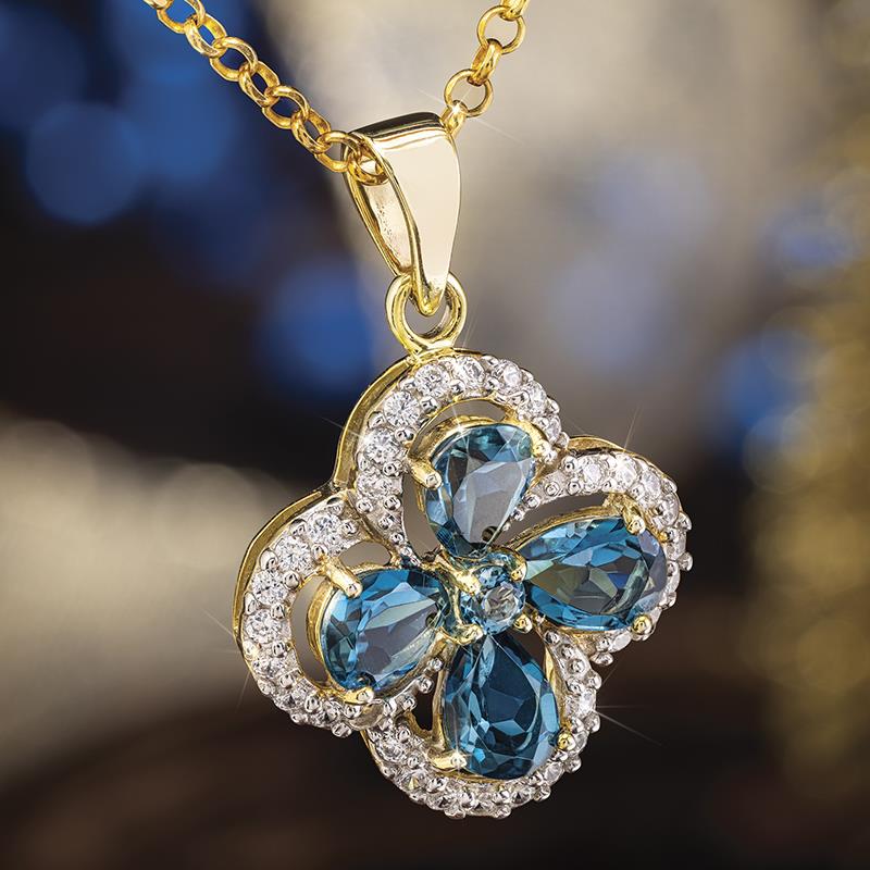 British Blues Topaz Pendant and Chain